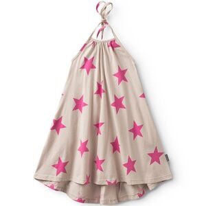 NUNUNU girl's star collar dress in smokey natural pink NWT sz 4-5Y